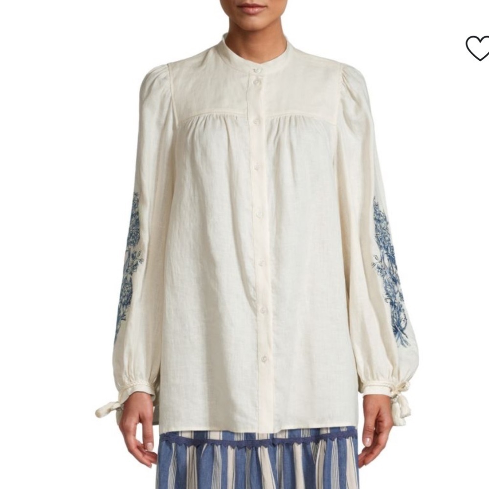 WEEKEND MAX MARA Embroidered Linen Tunic in Ivory